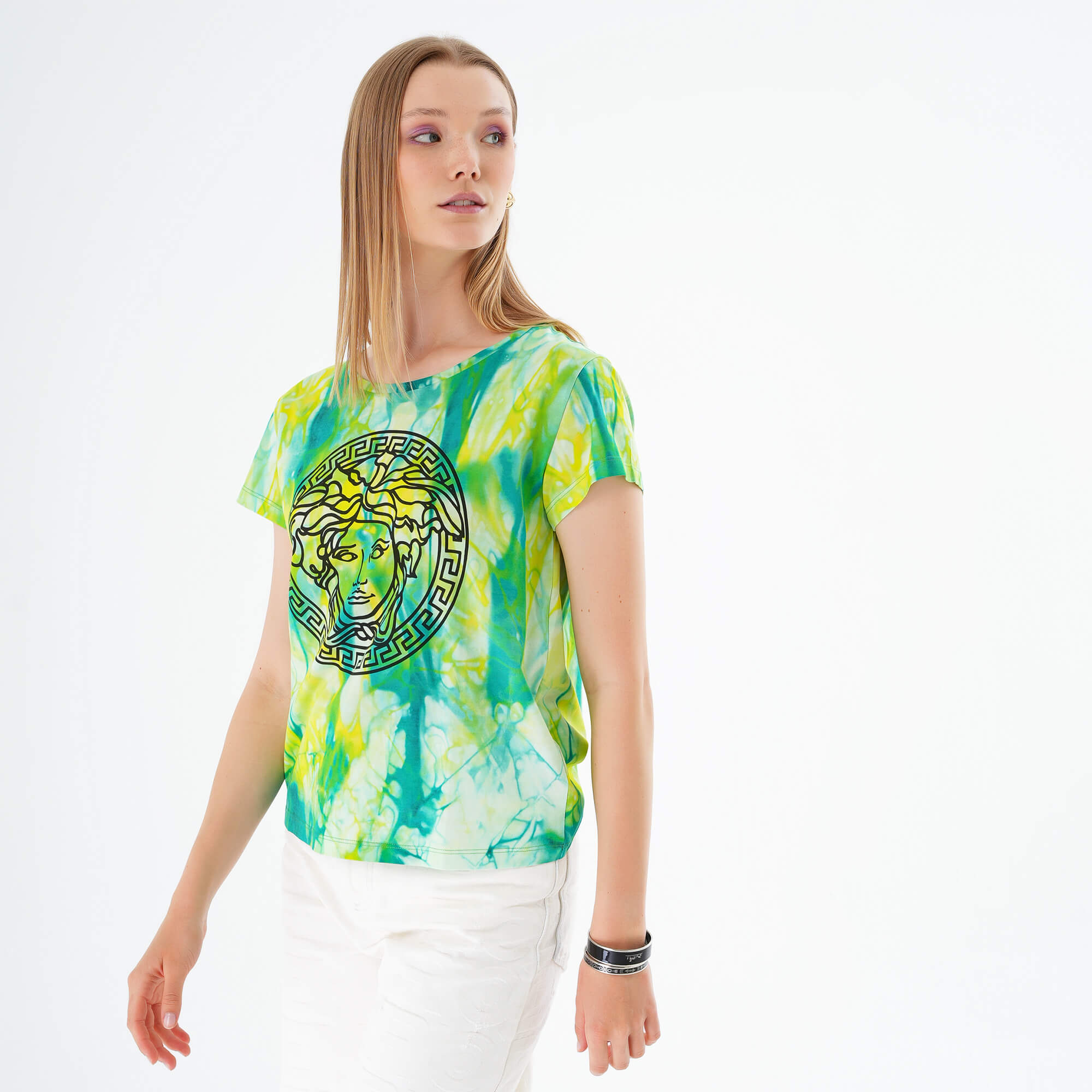 Versace - Green Medusa Head Printed Cotton Tshirt IT40